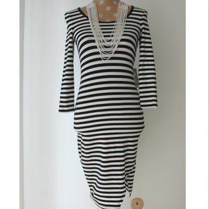 Express Striped Black & white Fitted Dress XXS
